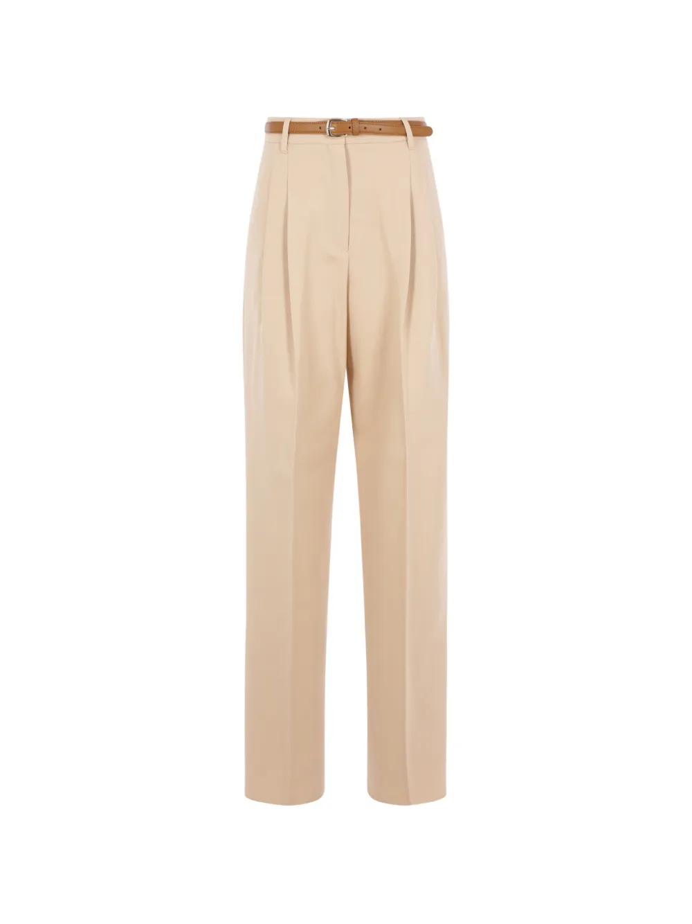 Max Mara Belted Pleated Trousers In Neutral