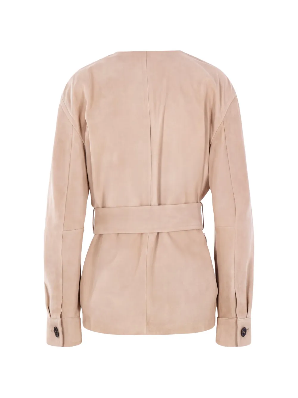 Max Mara belted suede jacket beige