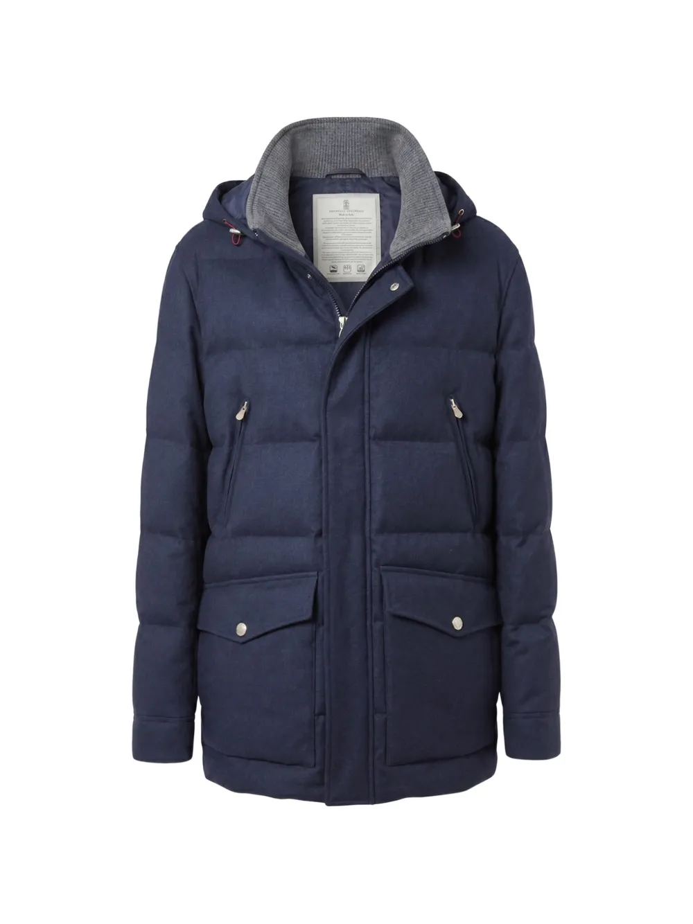 Brunello Cucinelli quilted hooded jacket - CYG13 Blue