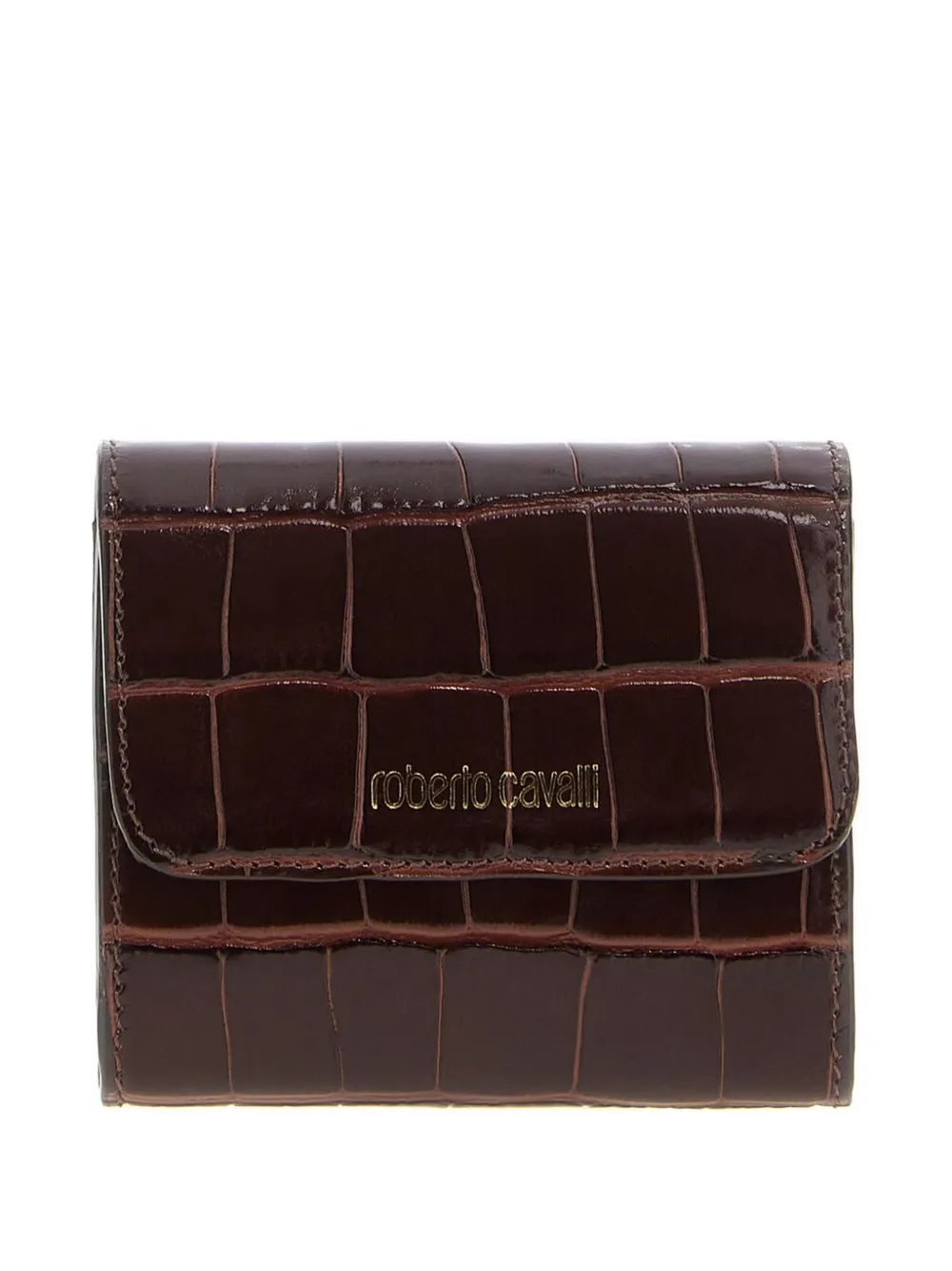 Roberto Cavalli croc-effect logo-lettering wallet - Marrone