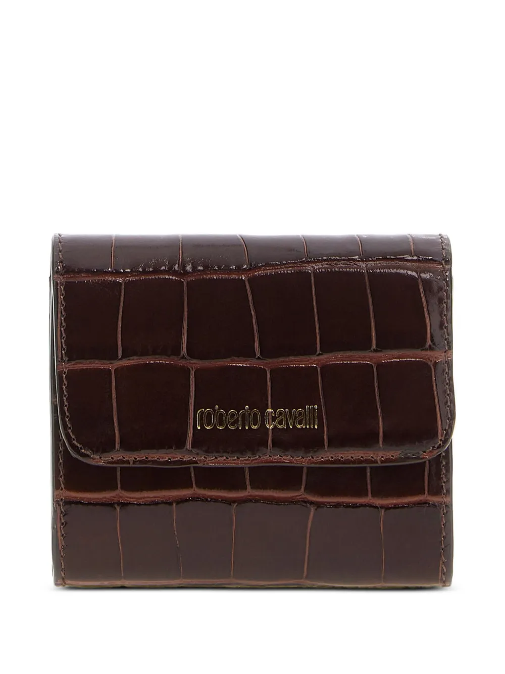Roberto Cavalli croc-effect logo-lettering wallet - Marrone