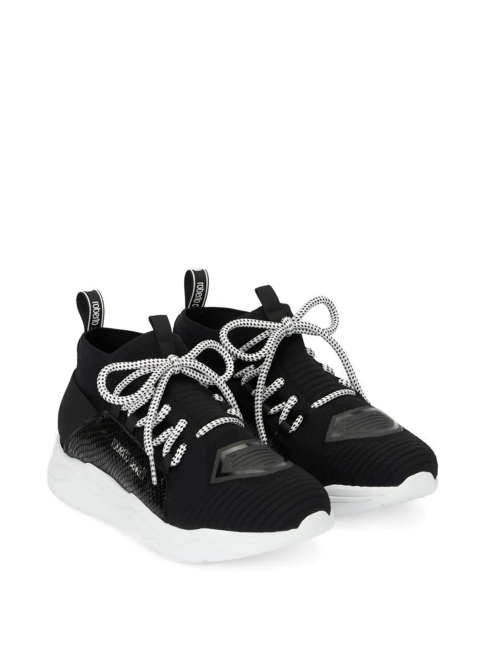 Roberto Cavalli snakeskin-effect sneakers - Schwarz