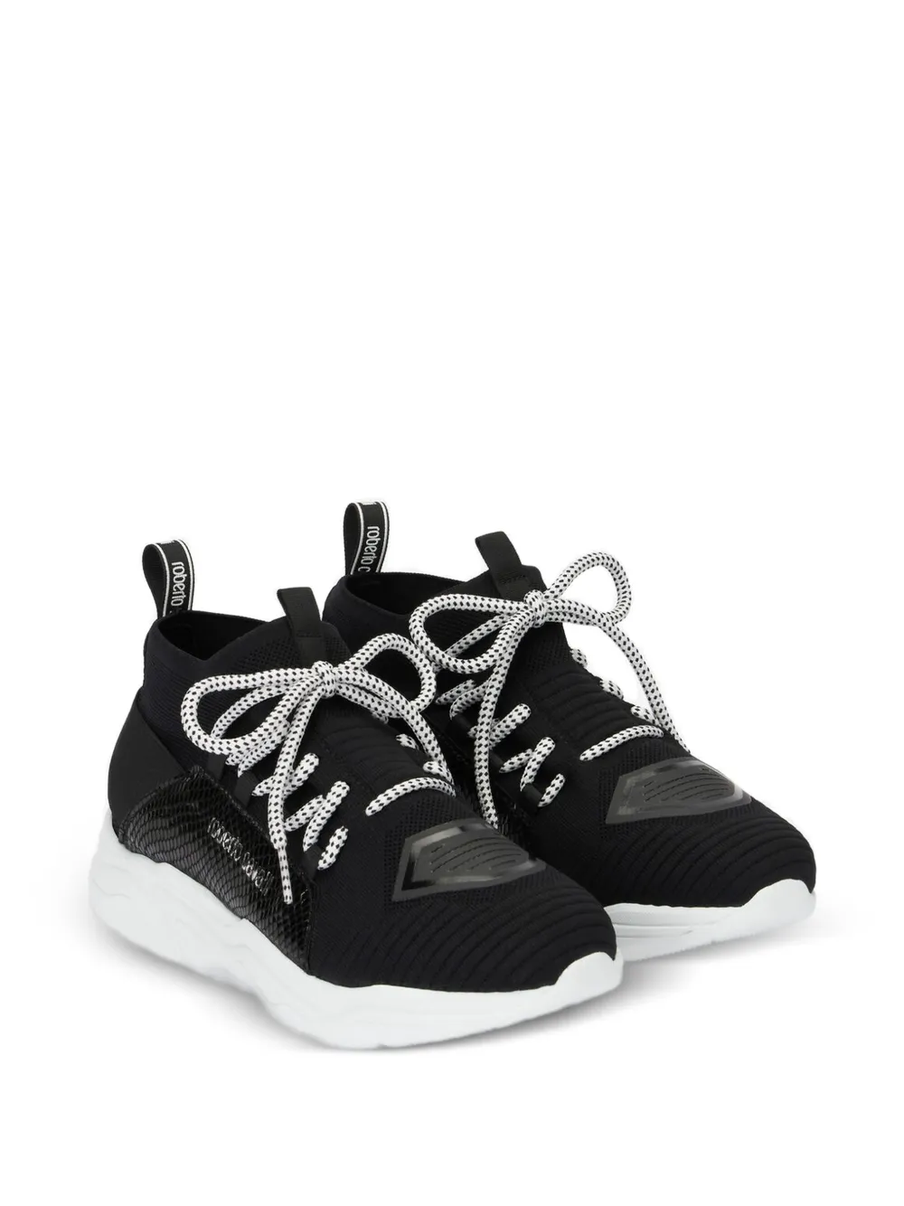 Roberto Cavalli Sneakers met slangenleer effect Zwart