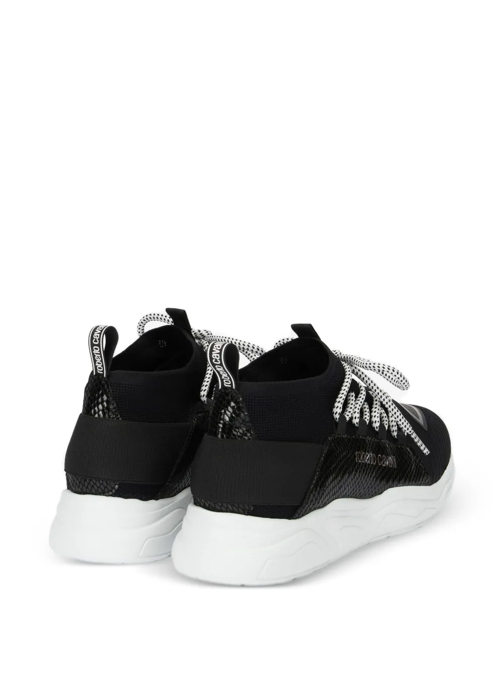 Roberto Cavalli Sneakers met slangenleer effect Zwart