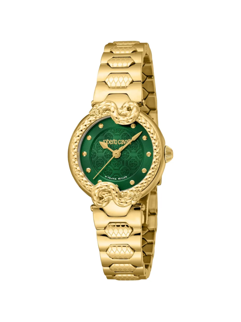 Roberto Cavalli x Frank Muller Snake Core hexagonal-link 28mm watch - Verde
