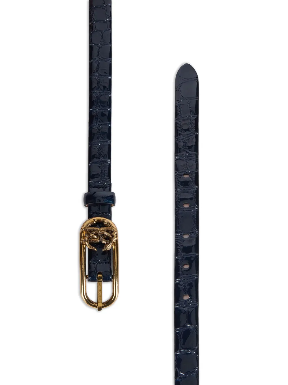 Roberto Cavalli Riem met krokodillen-reliëf en RC-monogram Blauw