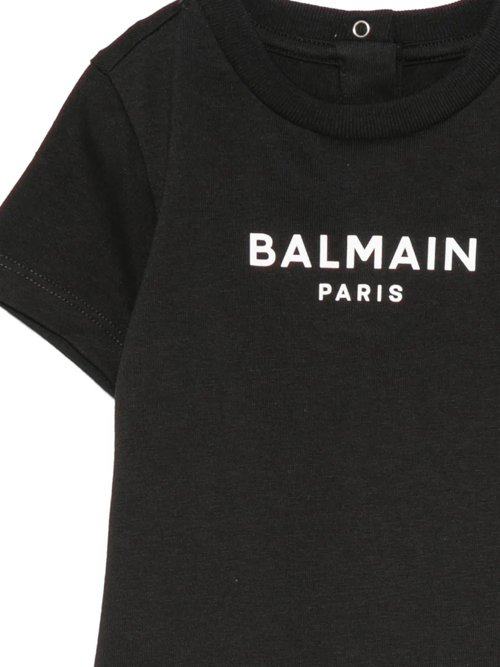 Balmain Kids Katoenen T-shirt met drukknopen en logo-print Zwart
