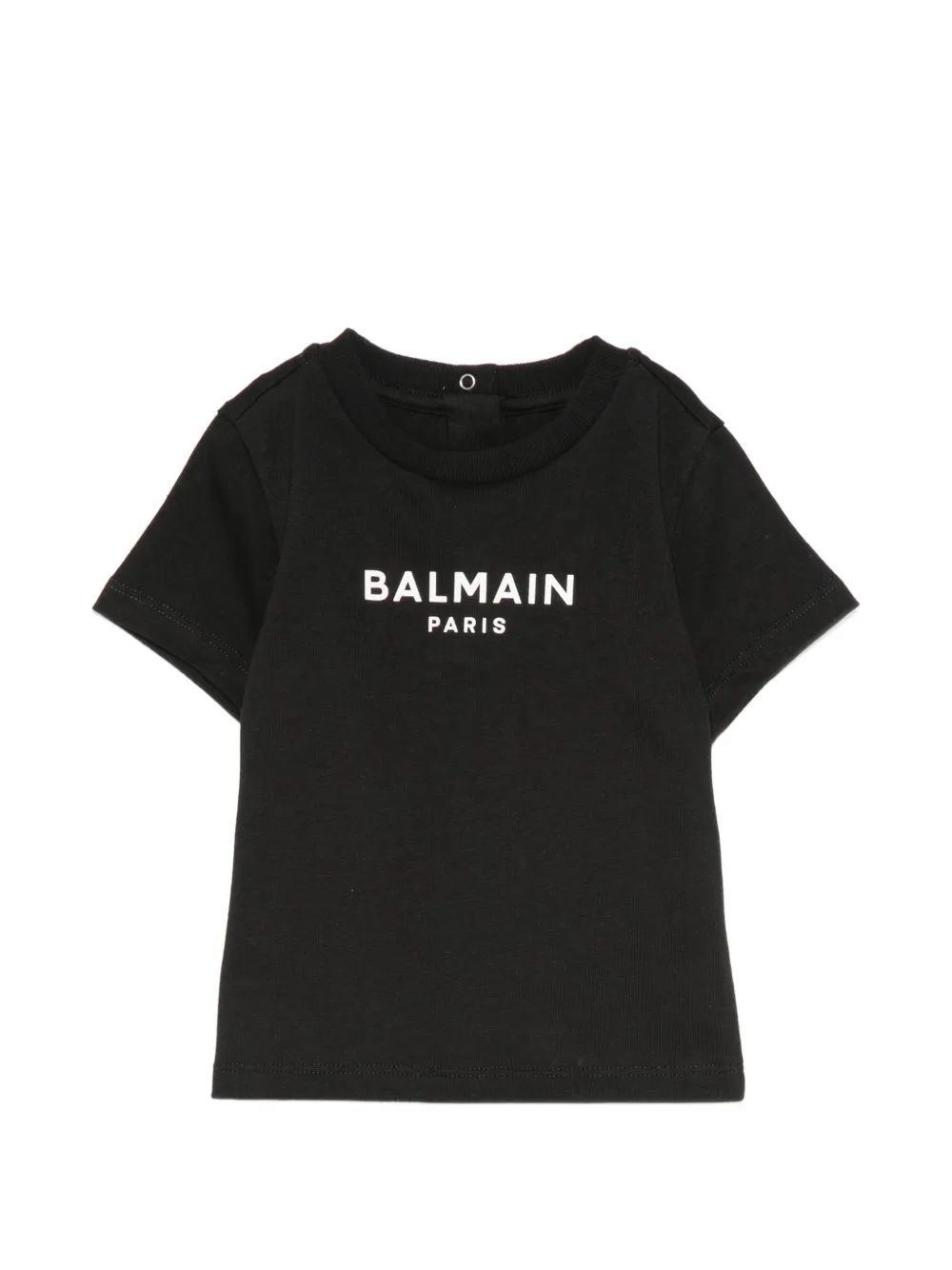 Balmain Kids logo-print press-stud cotton T-shirt - Nero
