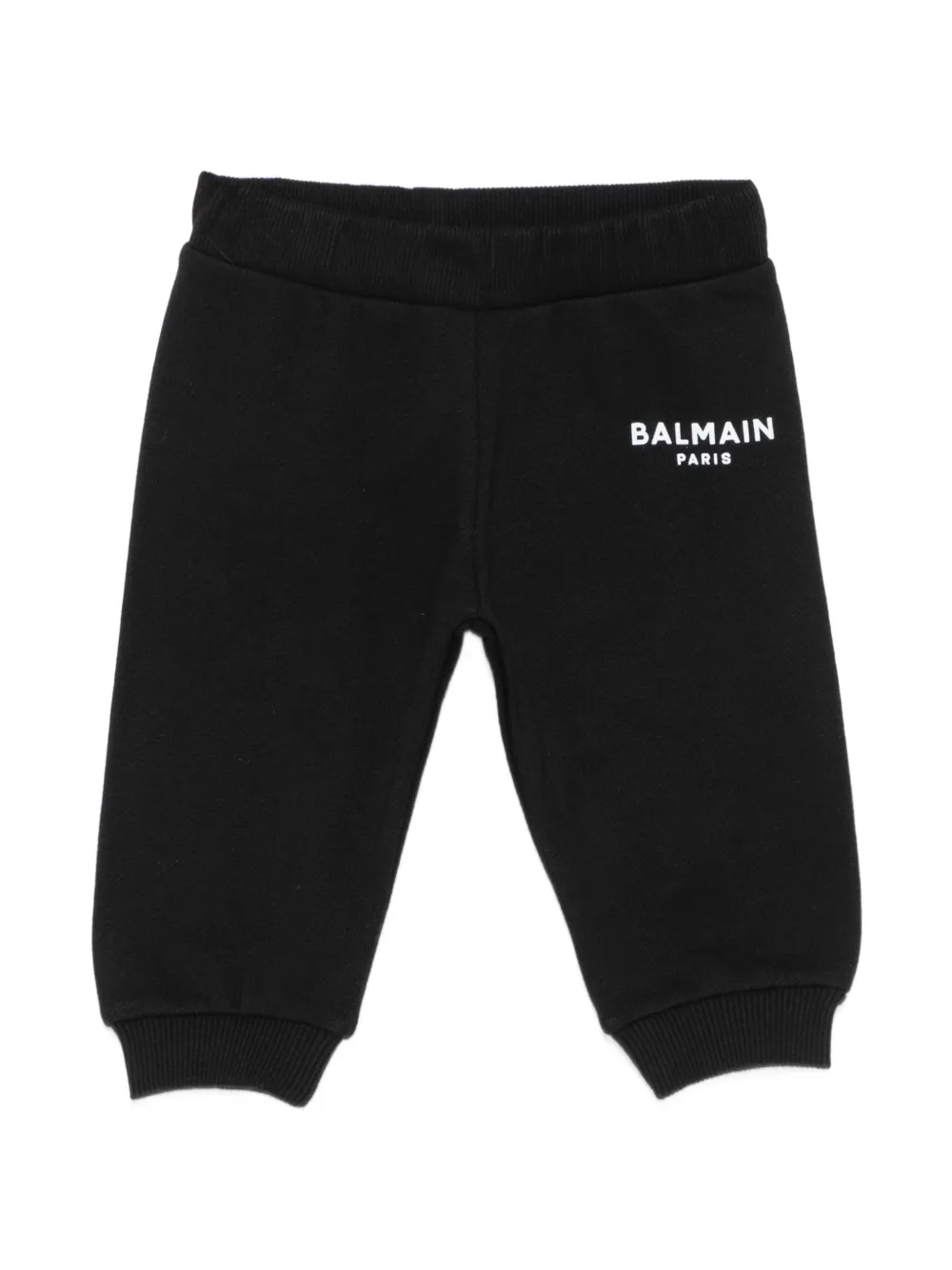 Balmain Kids logo-print ribbed-cuff cotton track pants - Nero