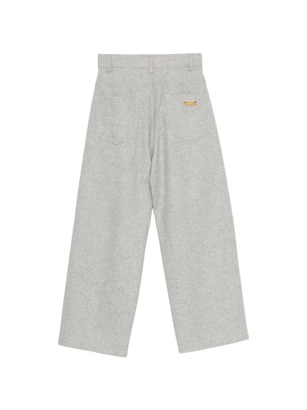 Balmain Kids Wollen broek met wijde pijpen en logo-plakkaat Grijs