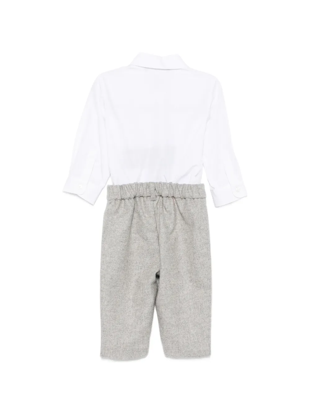 Balmain Kids Button-down wollen romperset met lange mouwen Wit