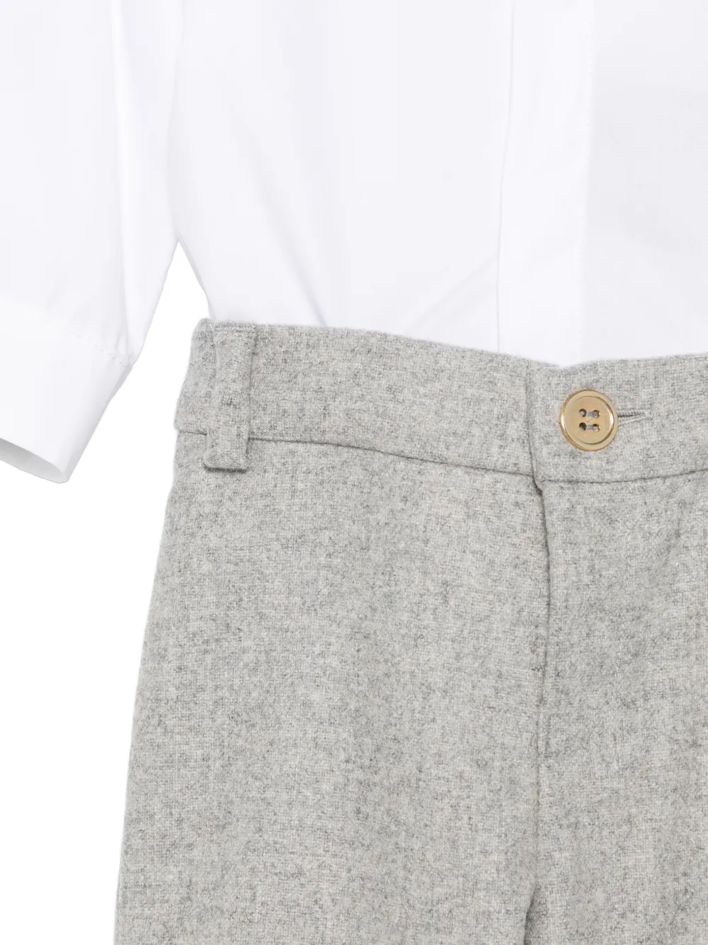 Balmain Kids Button-down wollen romperset met lange mouwen Wit