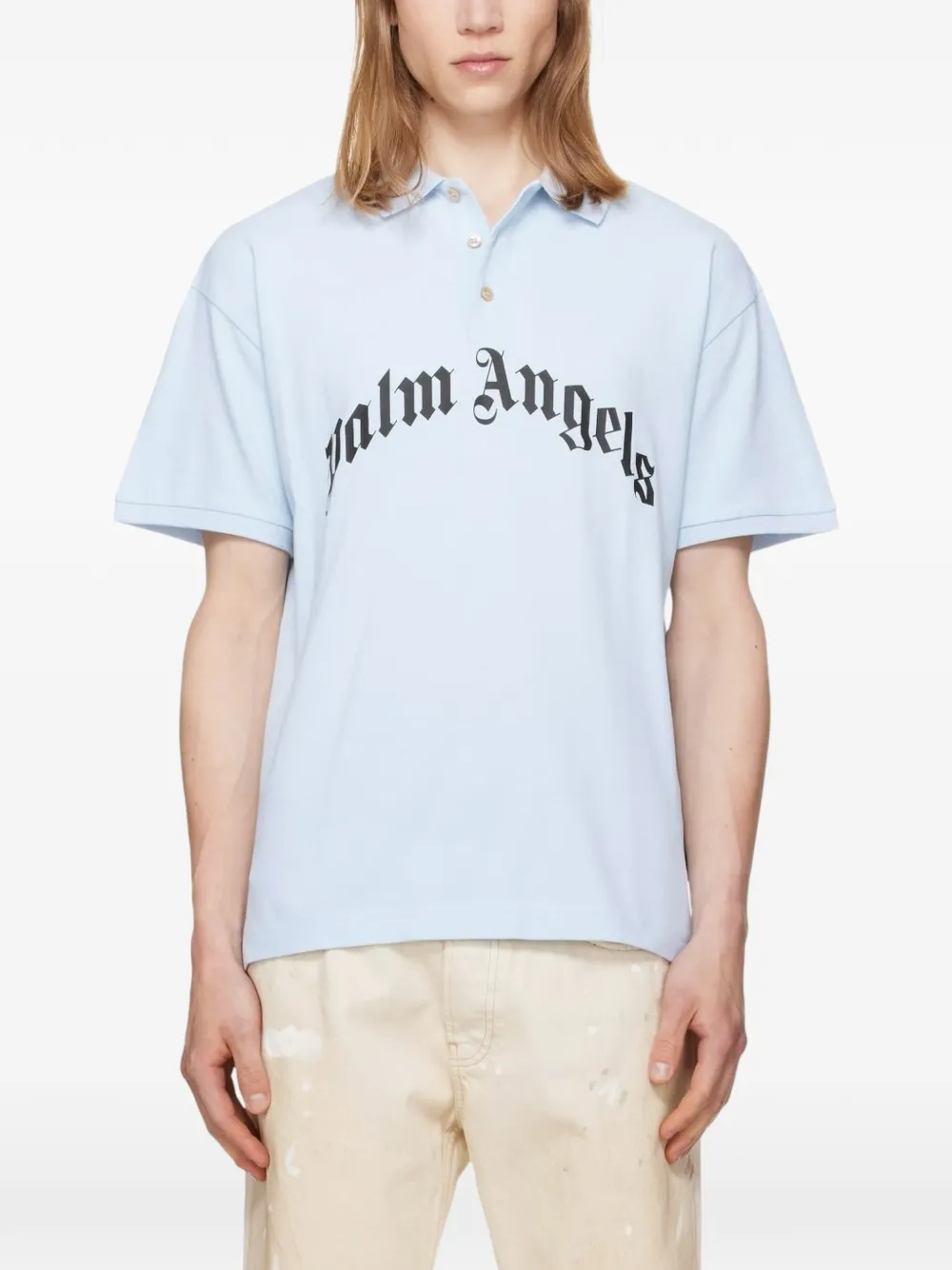 Palm Angels Poloshirt met logoprint Blauw