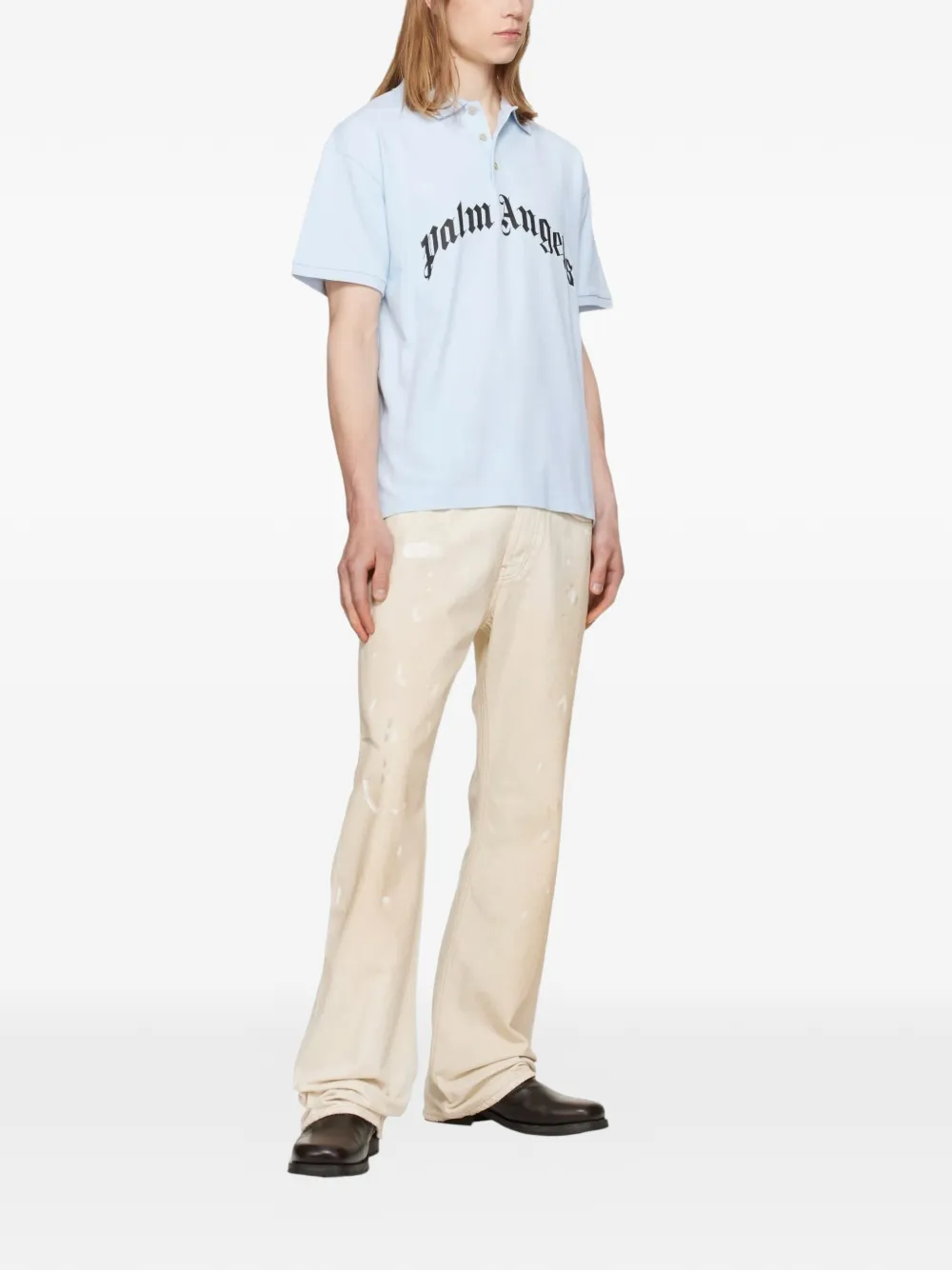 Palm Angels Poloshirt met logoprint Blauw