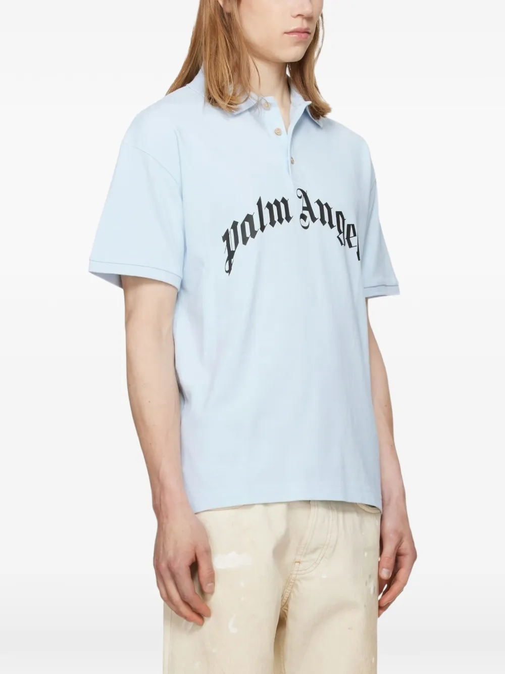 Palm Angels Poloshirt met logoprint Blauw
