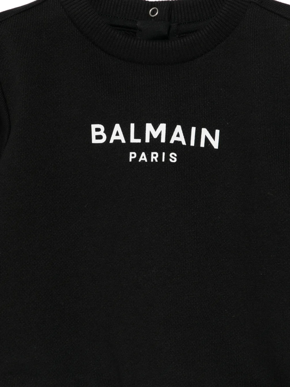 Balmain Kids Katoenen sweater met logoprint Zwart