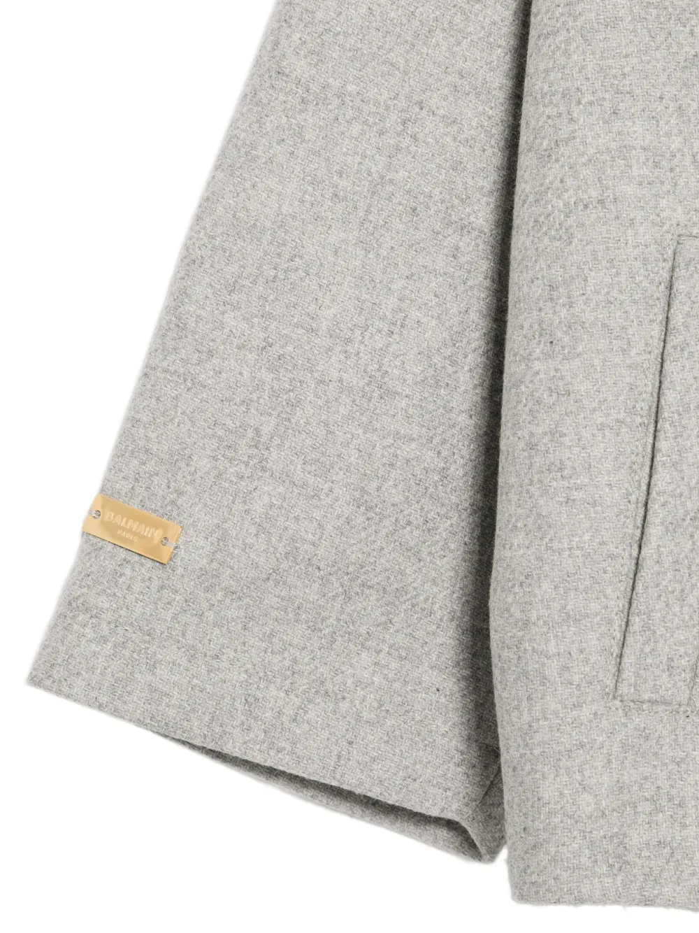 Balmain Kids Wollen blazer met enkele rij knopen en logo-plakkaat Grijs