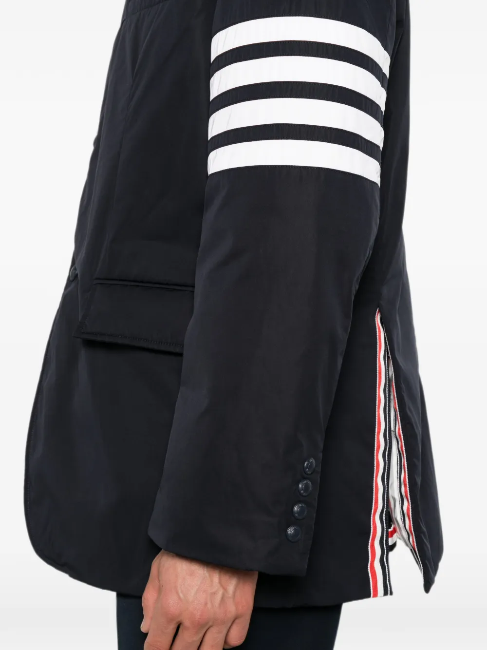 Thom Browne Flap-pocket Stripe Jacket In Black