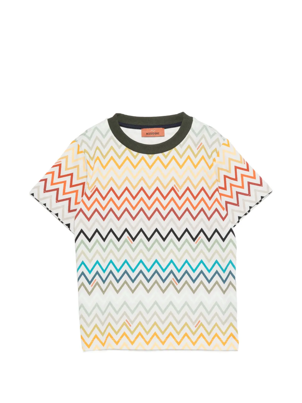Missoni Kids zigzag-pattern logo-detail cotton T-shirt - Verde