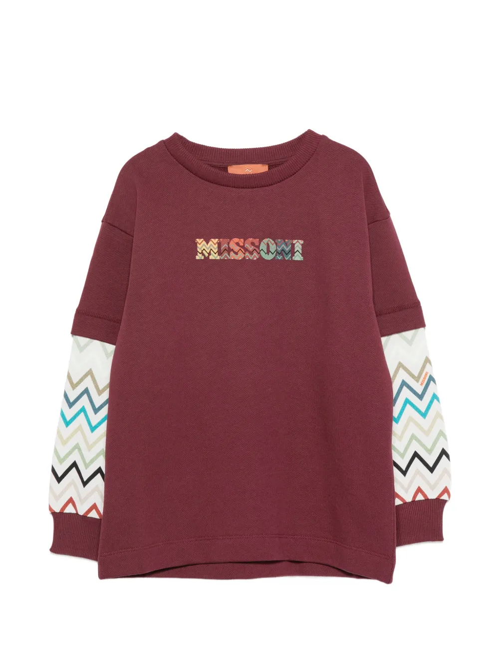 Missoni Kids zigzag-patterned logo-embroidered cotton sweatshirt - Rosso