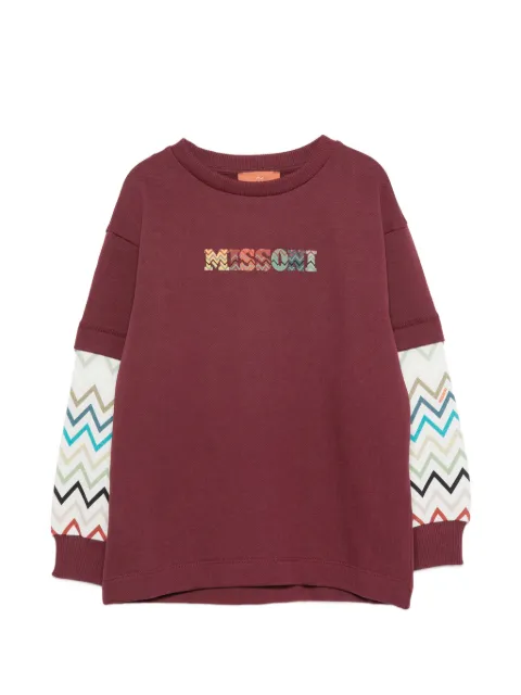 Missoni Kids zigzag-patterned logo-embroidered cotton sweatshirt