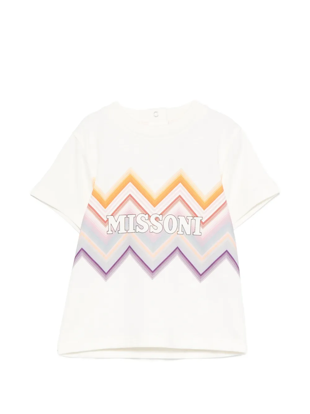 Missoni Kids zigzag-print logo-detail cotton T-shirt - Bianco