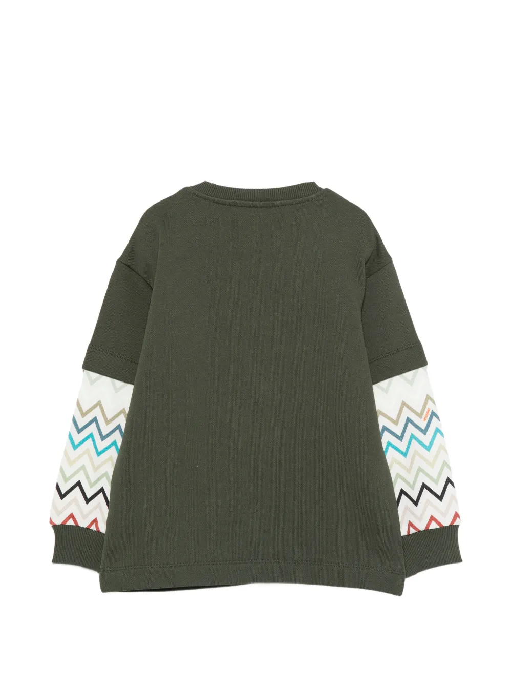 Missoni Kids Katoenen sweater met geborduurd logo en zigzag-print Groen