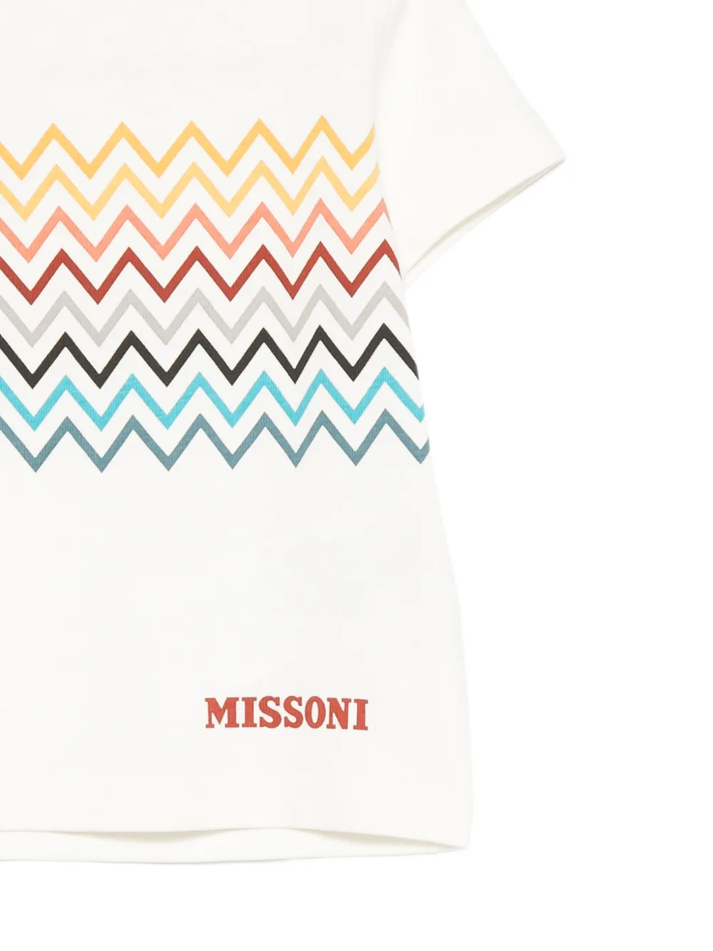 Missoni Kids T-shirt met zigzag-print en logo-print Wit