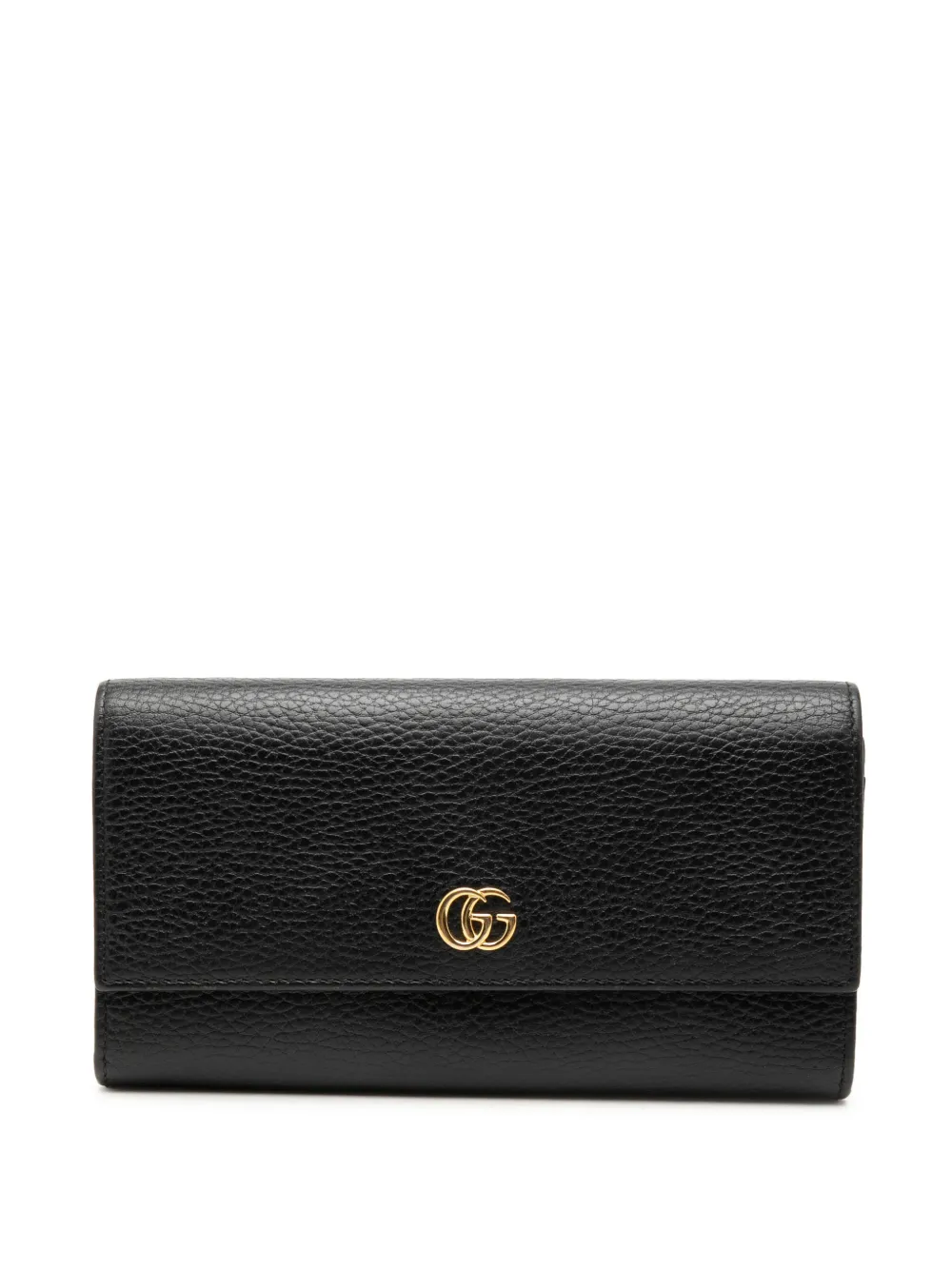 Pre-owned Gucci 2016 Gg Marmont Continental Leather Wallet Long Wallets In Black