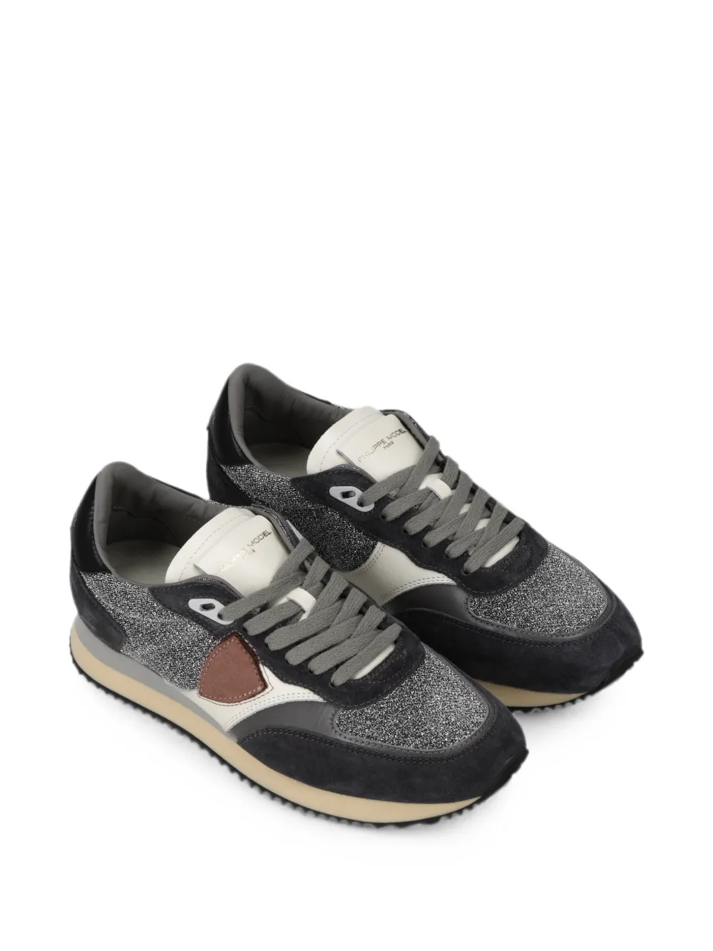 Philippe Model Paris Belville leren sneakers met glitters Grijs