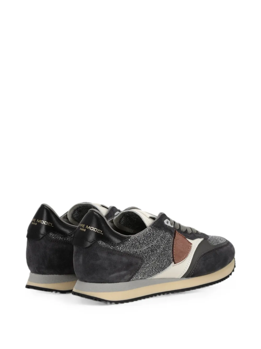 Philippe Model Paris Belville leren sneakers met glitters Grijs