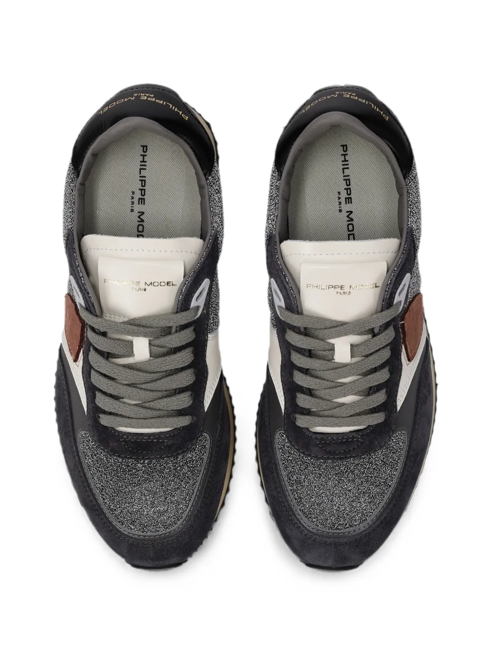 Philippe Model Paris Belville leren sneakers met glitters Grijs