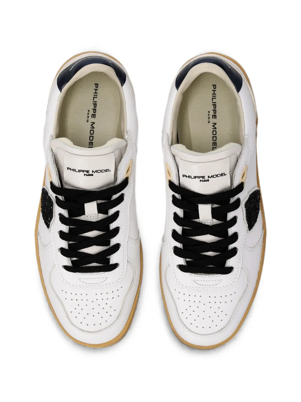 Philippe Model Paris Leren sneakers met patchwork met glitters Wit