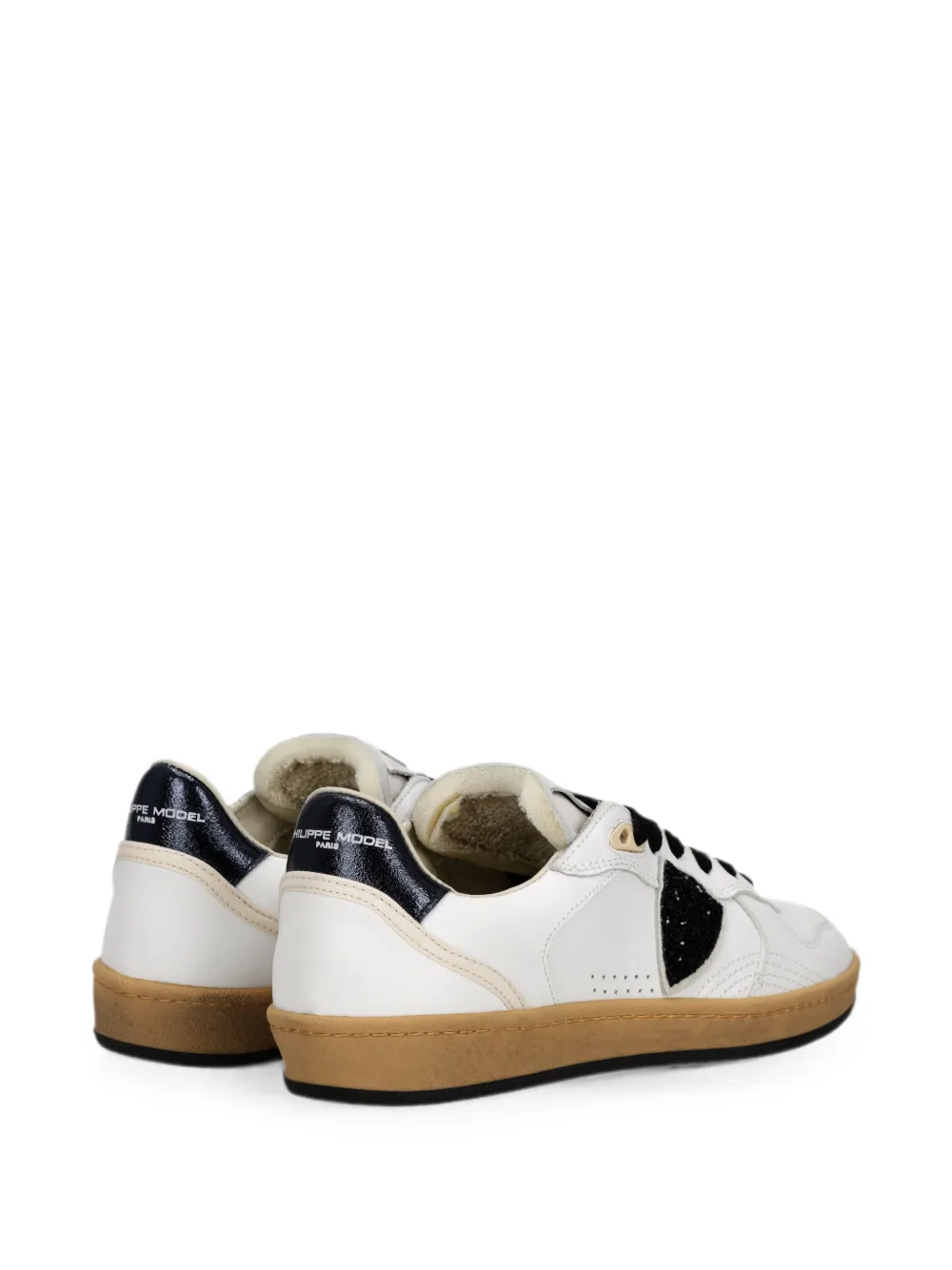 Philippe Model Paris Leren sneakers met patchwork met glitters Wit