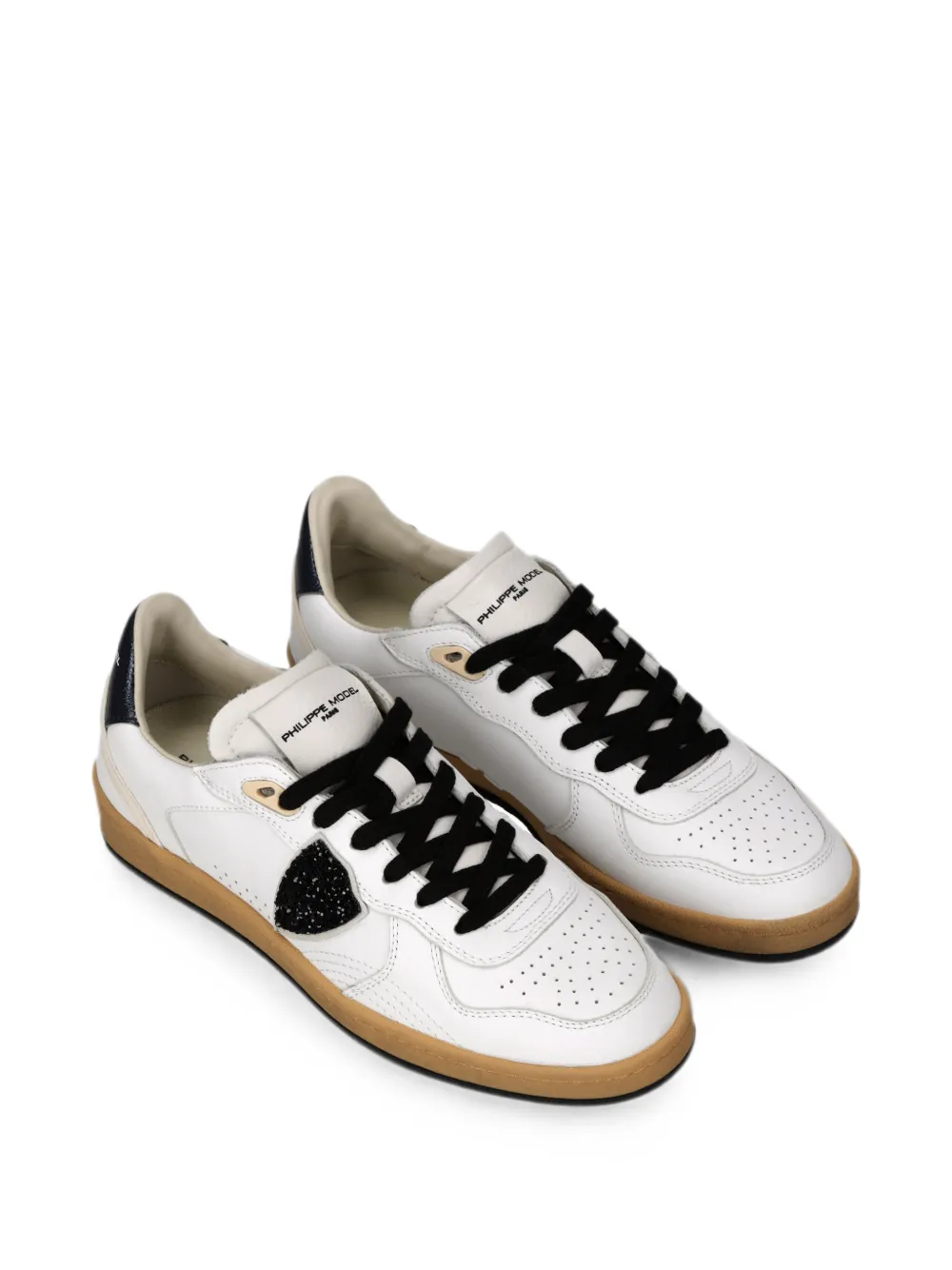 Philippe Model Paris Leren sneakers met patchwork met glitters Wit
