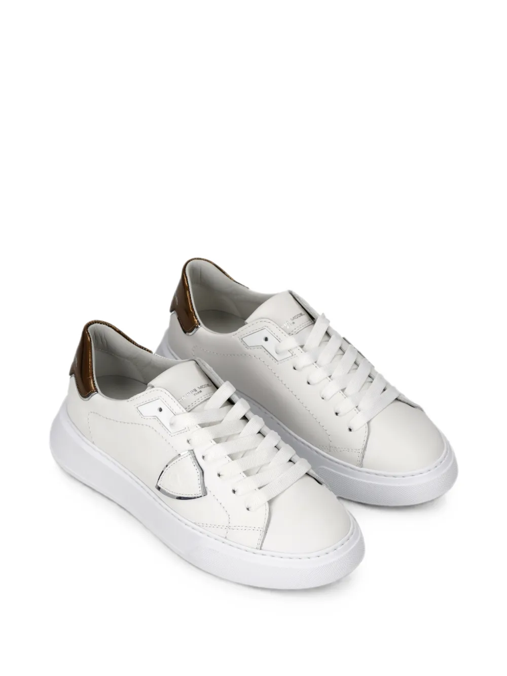 Philippe Model Paris Temple Low leren sneakers Wit