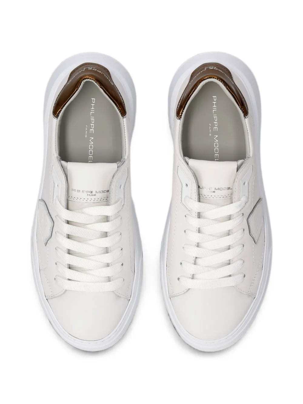 Philippe Model Paris Temple Low leren sneakers Wit