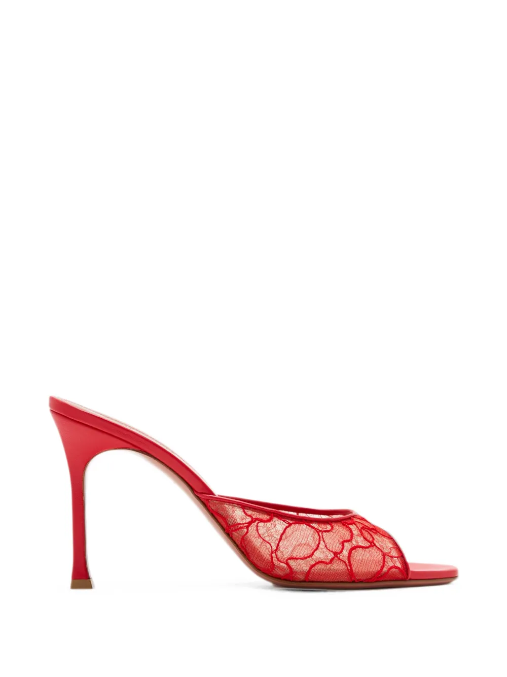 Amina Muaddi Alexa 95 lace open-toe mules Rood