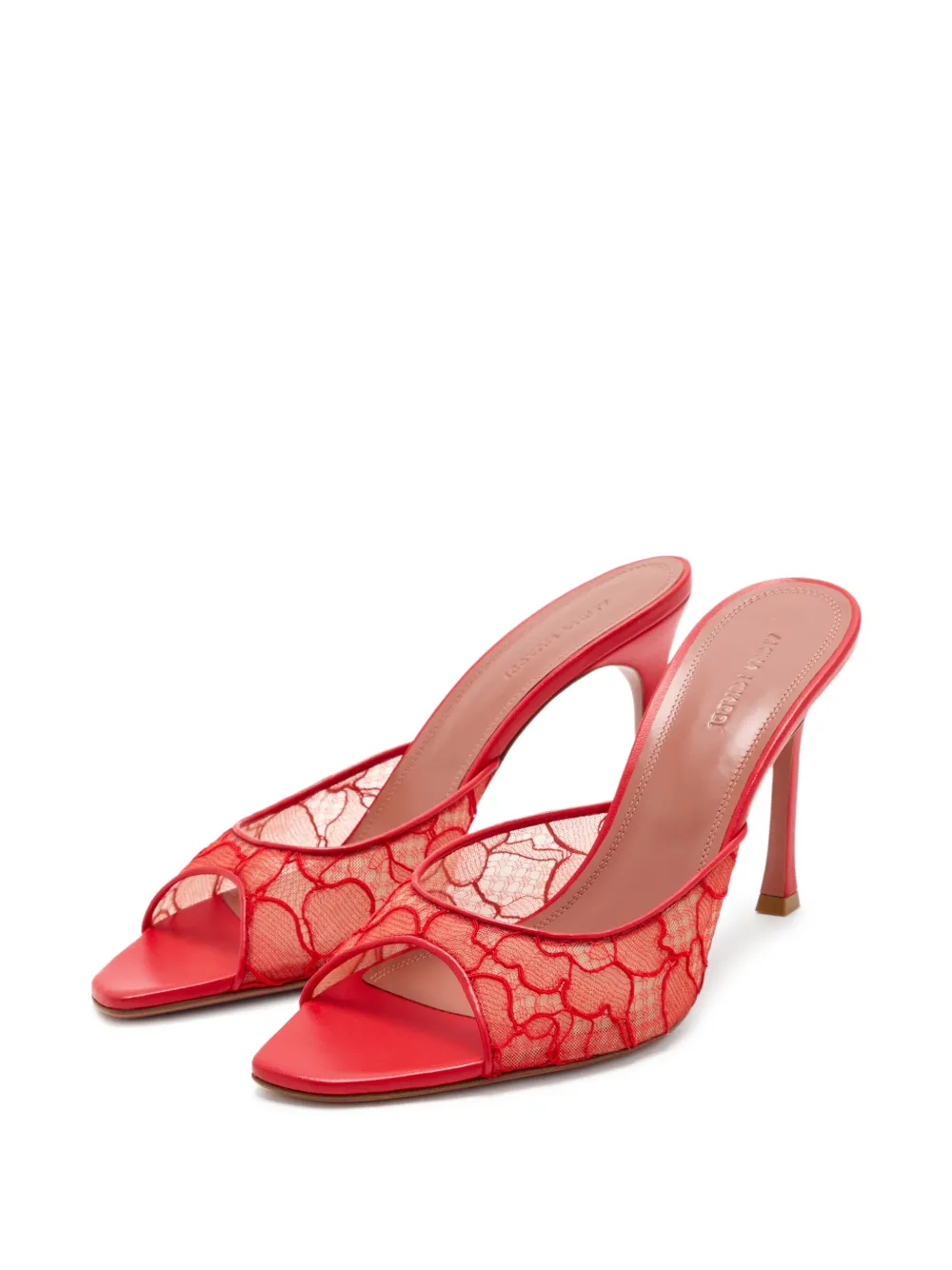Amina Muaddi Alexa 95 lace open-toe mules Rood