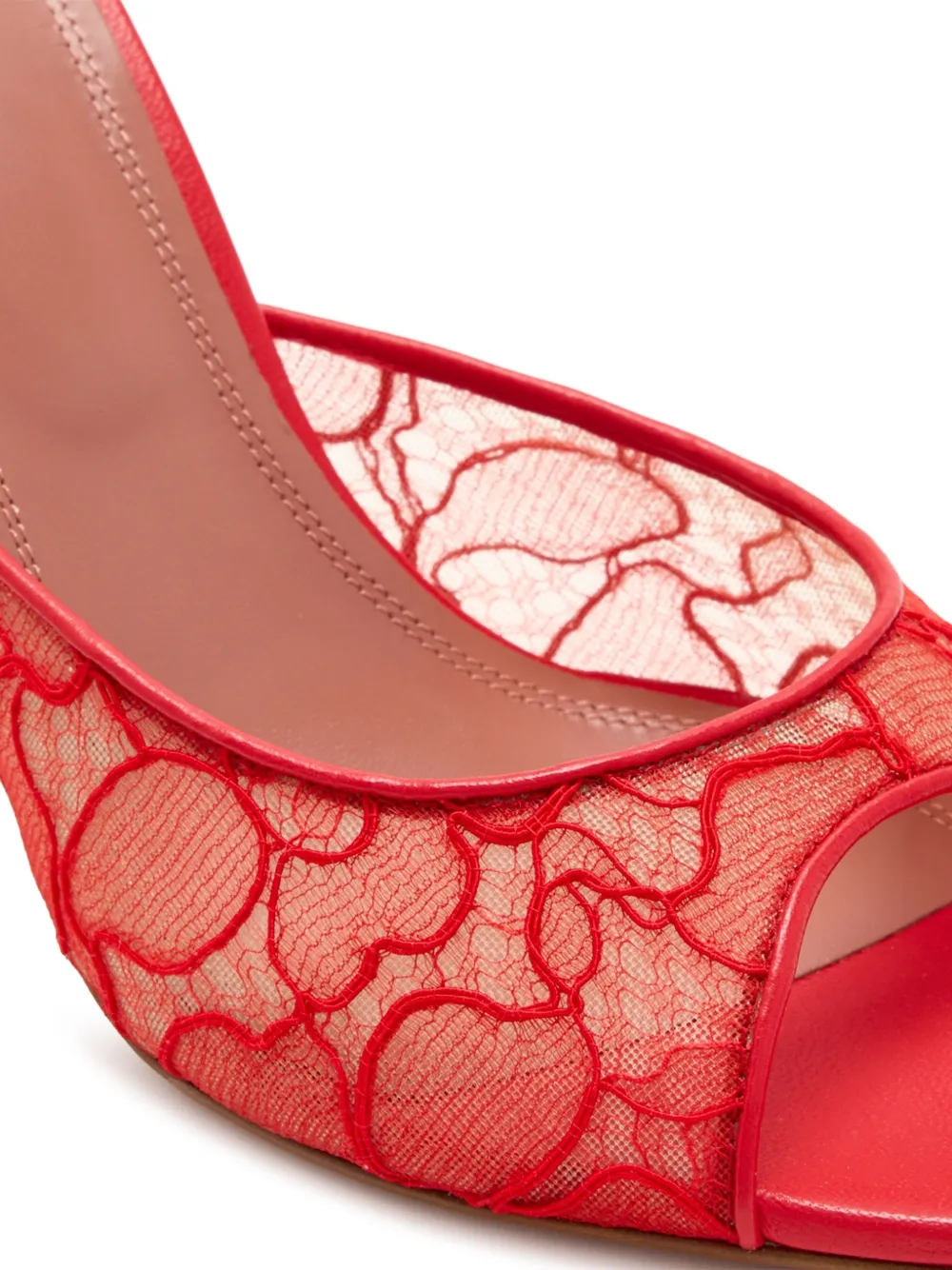 Amina Muaddi Alexa 95 lace open-toe mules Rood