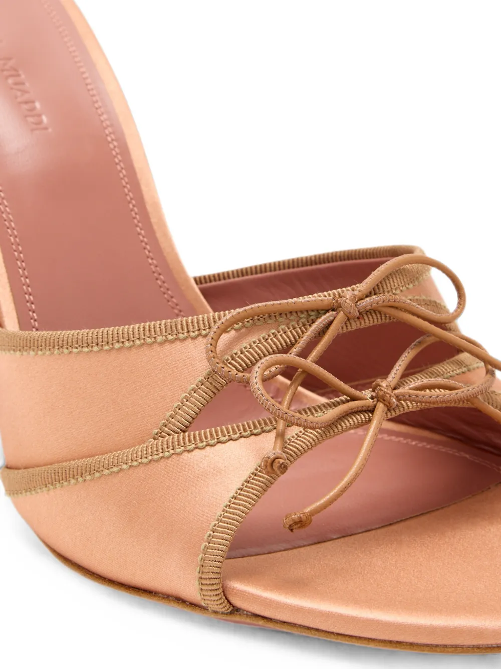 Amina Muaddi bow-detail satin sandals Beige