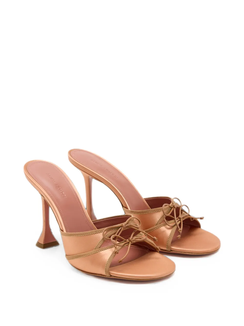 Amina Muaddi bow-detail satin sandals Beige