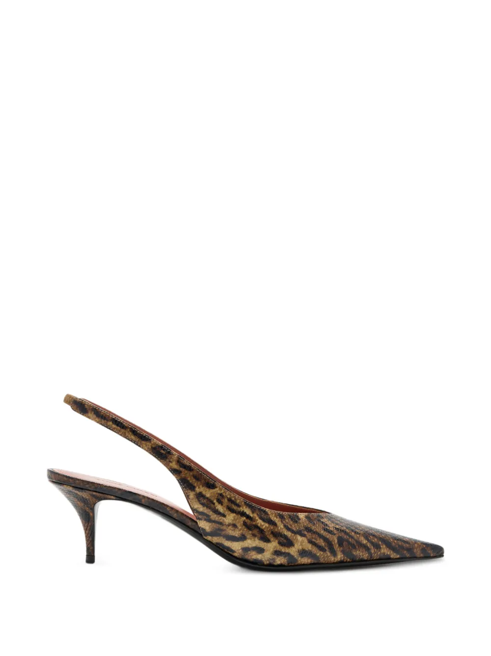 Amina Muaddi snake-effect leopard-print pumps - Marrone