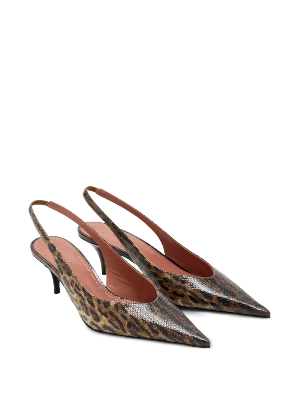 Amina Muaddi snake-effect leopard-print pumps Bruin