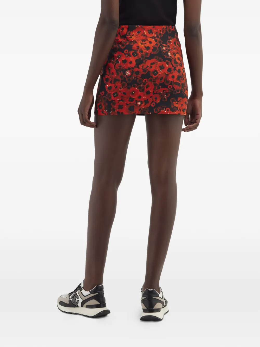 Roberto Cavalli Mini-rok met bloemenprint en ritssluiting Rood