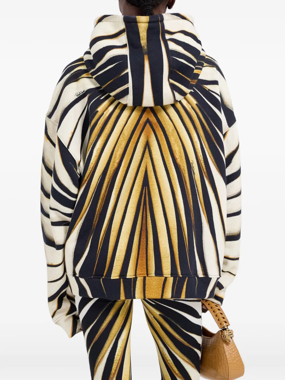 Roberto Cavalli Ray Of Gold hoodie met dierenprint en trekkoord Zwart