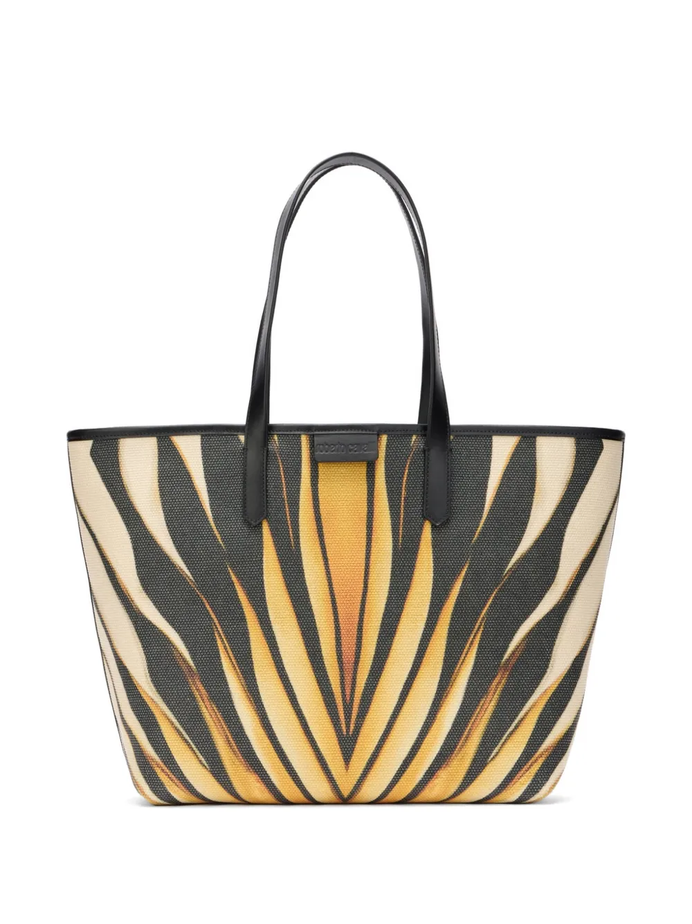 Roberto Cavalli Ray Of Gold tiger-print logo-patch tote bag - Giallo