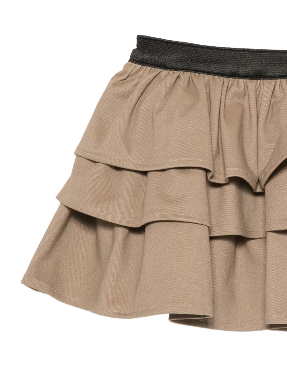 Douuod Kids Gelaagde katoenen rok met ruches Bruin