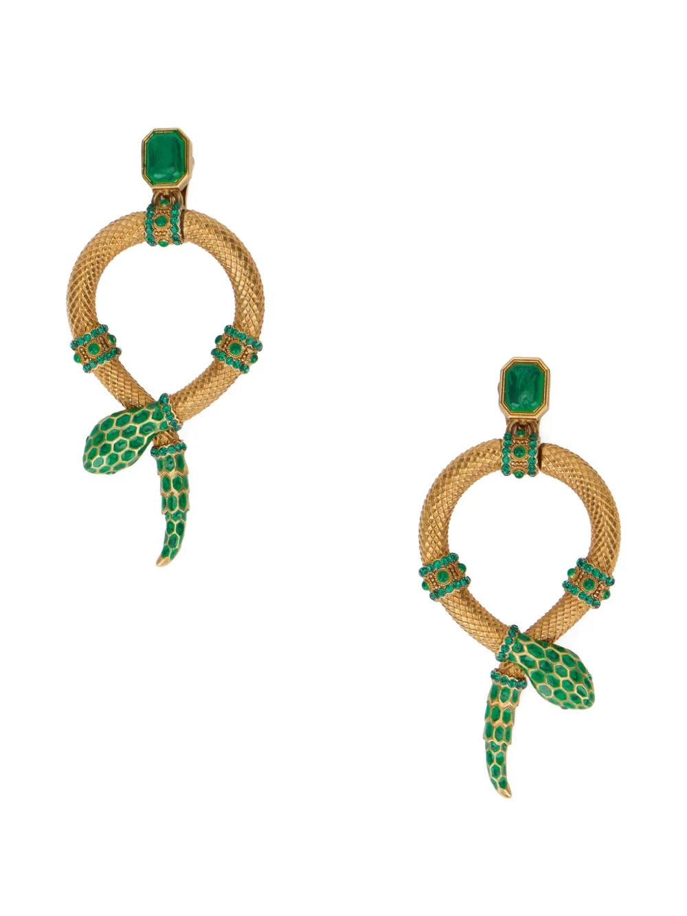 Roberto Cavalli snake-motif crystal-embellished earrings - Oro