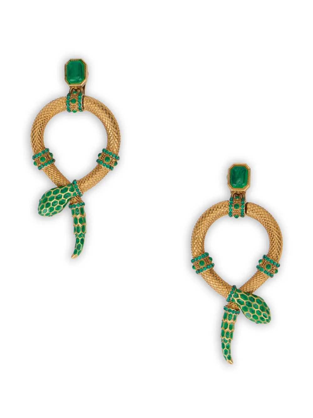 Roberto Cavalli snake-motif crystal-embellished earrings - Oro